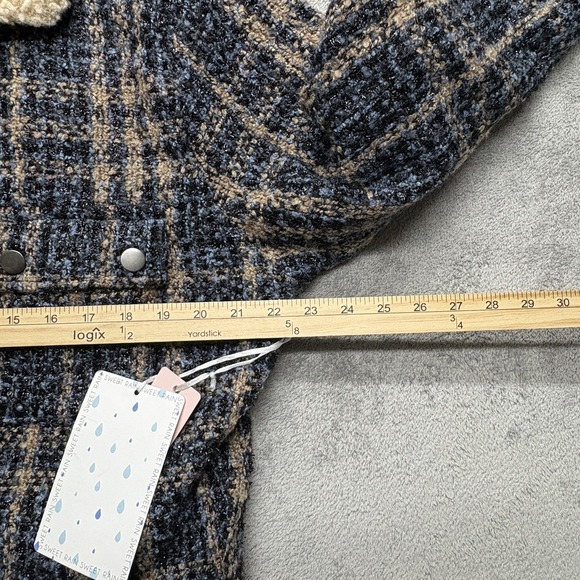 Sweet Rain Jacket Womens XL Plaid Sherpa Collar Button Front Contemporary Coat - Picture 6 of 6
